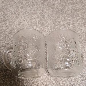 2 Vintage Cabbage Patch Doll Clear Glass Mugs